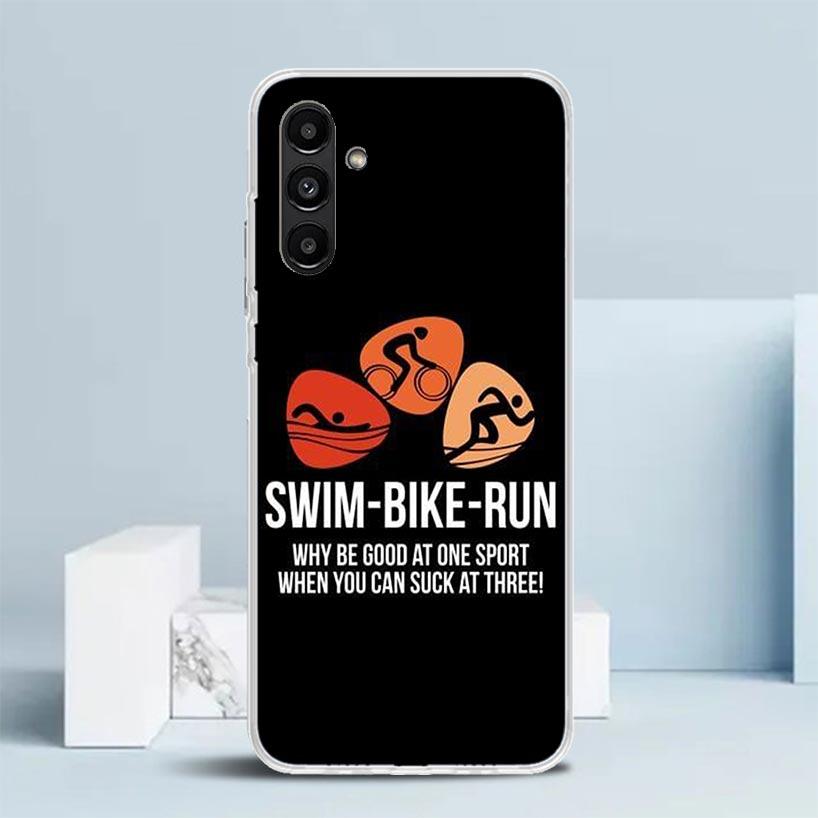 Triathlon Swim Bike Run Cover for Samsung Galaxy A17 A37 A57 A16 A26 A36 A56 A15 A14 A55 Phone Case A13 A53 A25 A35 A24 A34 A23