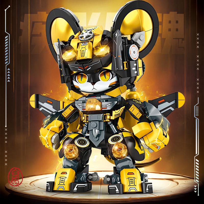 Chinese Zodiac Animal Building Block Set Toy Mechanical Model, Children's Educational Assembly Toy for Collection, Display and Gifting