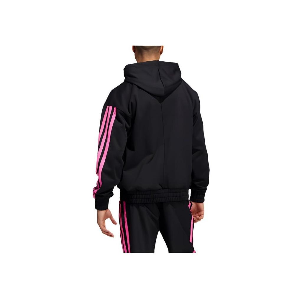 Adidas Dm Po Hoodie Kangaroo Pocket Printed Logo Pullover Sweatshirt Men Tops Black HE1605