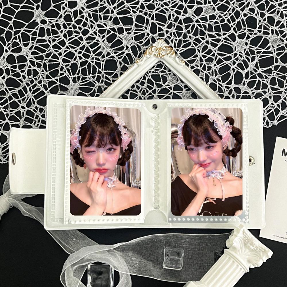Cute Love Bow Card Album PVC with 16 Internal Pages Idol Card Collect Book Collectible Card Album 3 Inch Mini Photocard Binder