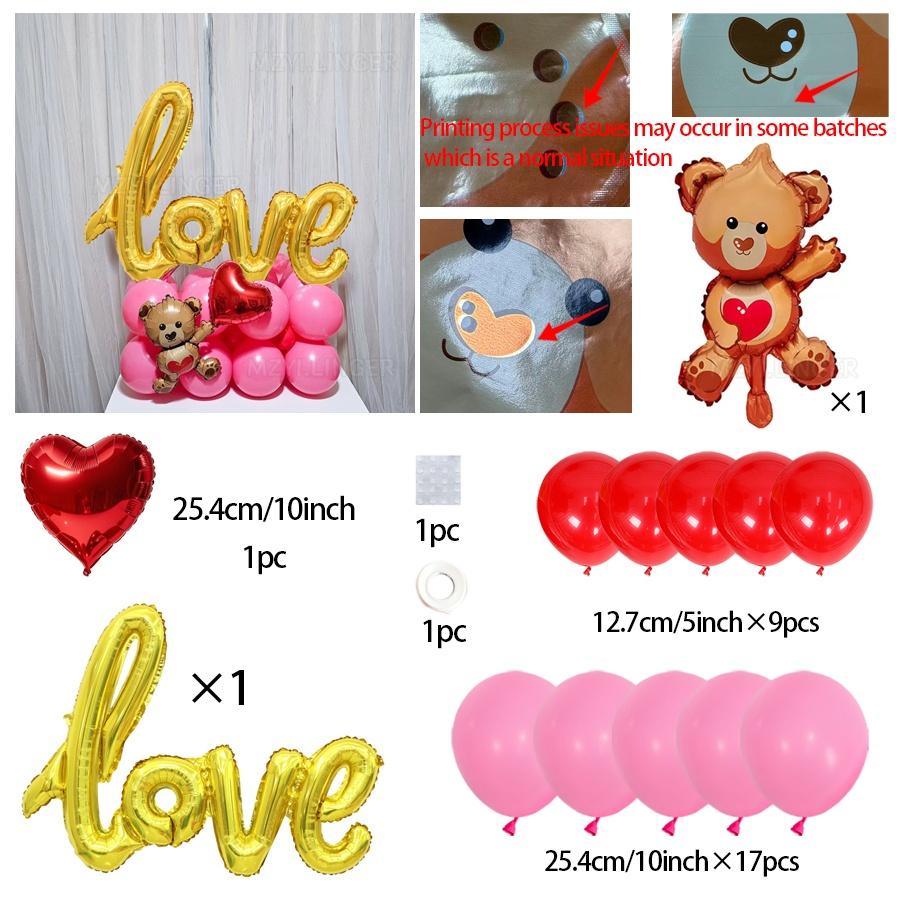 Набор воздушных шаров LOVE с мишкой Love, шары из алюминиевой пленки, для Дня святого Валентина, свадьбы, дня рождения, вечеринки, душа, фотореквизит
