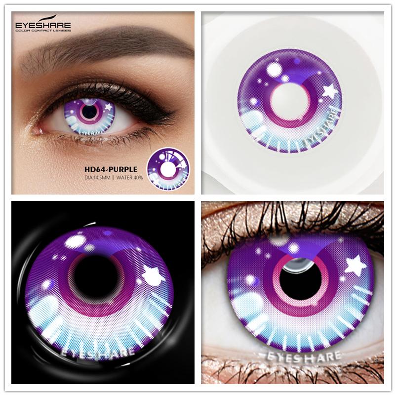 Eyeshare Цветные контактные линзы для глаз, 1 пара, цветные линзы для косплея в стиле аниме, синие, красные линзы для Хэллоуина, контактные линзы, косметический макияж