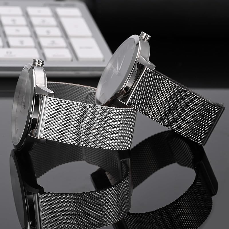 [ANNEFIT] Metal Watch Band 20mm Mesh Stainless Steel Watch Replacement Band 316L Stainless Steel Replacement Belt Quick Release Silver