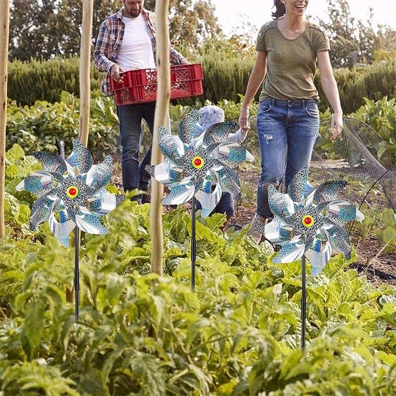 Silver Laser Bird Repellent Silver Windmill 8-Blade Rotating Windmill For Farm Estate Outdoor Bird Repeller