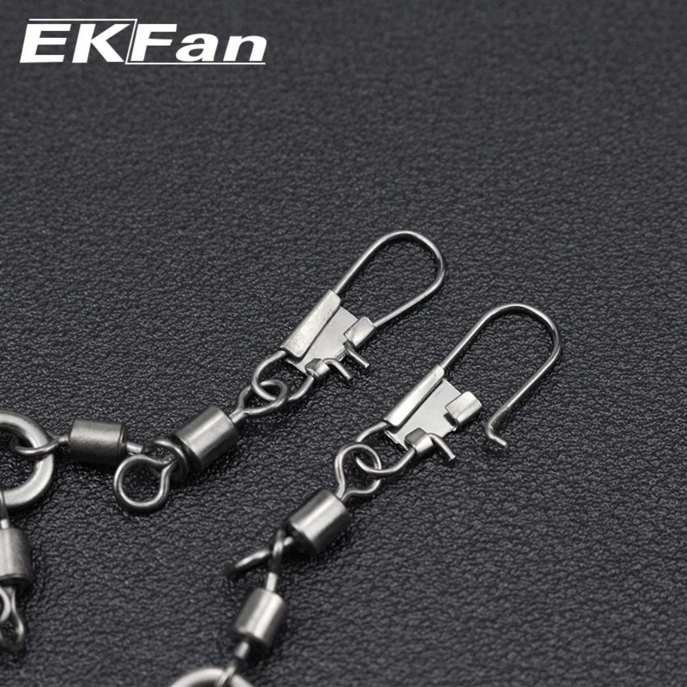 5pcs Solid Ring Design Bearing Rolling Swivel Interlock Snap Swivel Saltwater Fishing