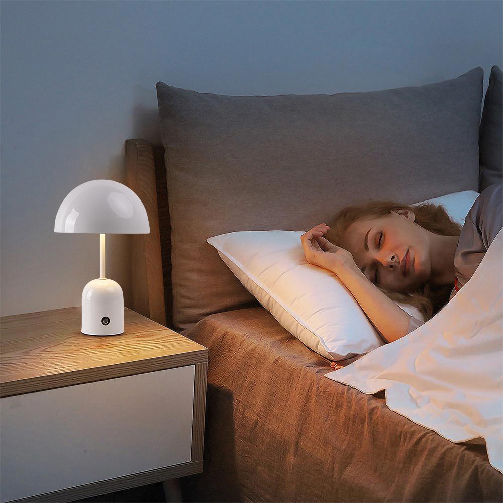 LED Mushroom Light USB Rechargeable 1800mAh Cordless Mushroom Table Lamp Creative Nordic Style Table Lamp for Bedroom/Restaurant