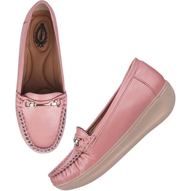 Shoetopia Women'S Flat Loafers Peach
