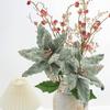 33cm Artificial Christmas Glitter Flower Sequins Handmade Simulated Christmas Flower DIY Realistic Christmas Tree Decorations