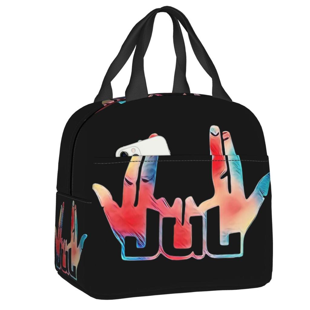 Custom Jul French Rapper Hip Hop Portable Lunch Boxes Women Waterproof Thermal Cooler Food Insulated Lunch Bag Office Work