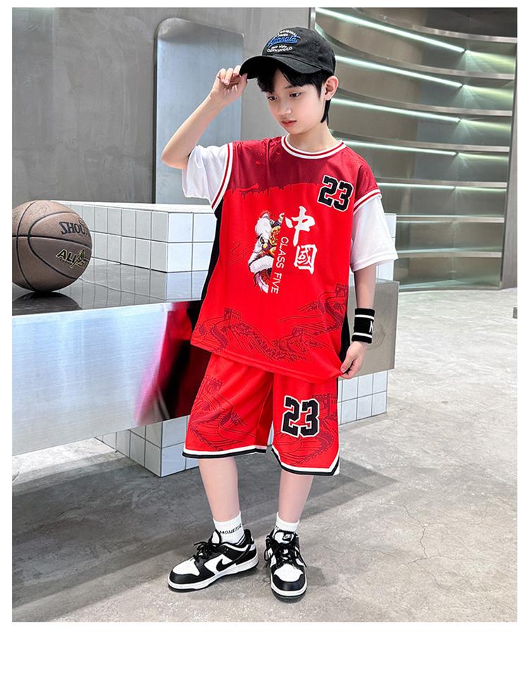 Boys' Summer Set 2026 New Zhongda Children's Quick drying Basketball Clothes Girls' Sports Clothes Kindergarten Performance Clothes