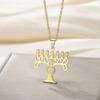 Chanukah Menorah Necklace Religious Jerusalem Temple Hanukkah Shammash Pendant Stainless Steel Judaica Jewelry