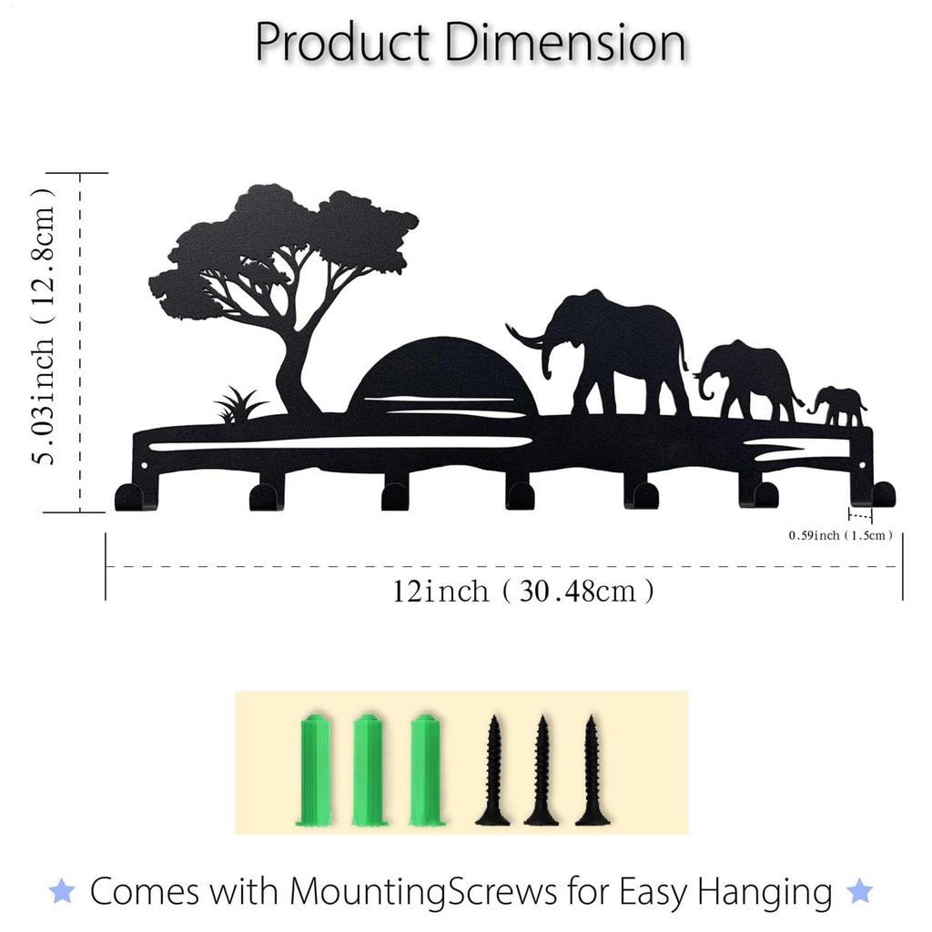 Key Hanger with 7 Hooks Adhesive Metal Decorative Entryway Key Holder Rack for Front Door Bedroom Kitchen Bathroom Entryway