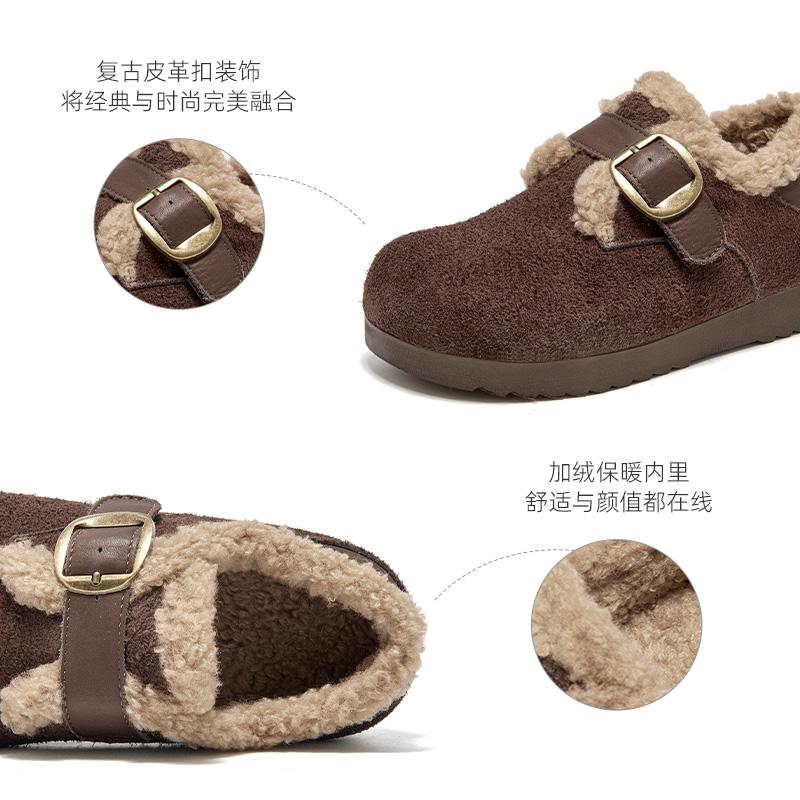 [Same as in the mall] 25 year winter new velvet cotton boots, low cut warm and versatile soft soled women's Boken shoes