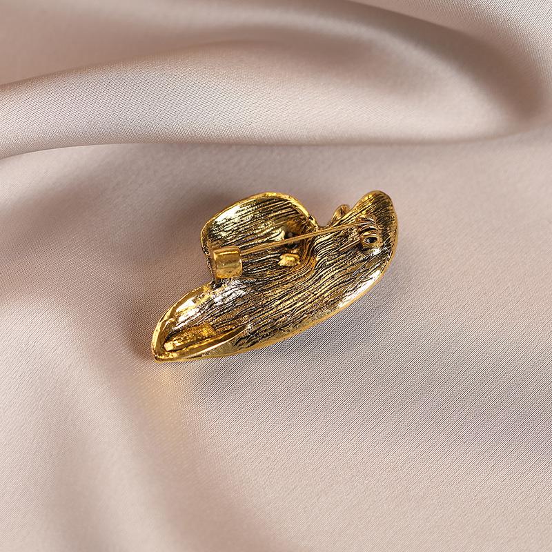 Брошь в виде шляпы от солнца с бриллиантами, Высокий класс, Легкая роскошь, Ретро женская брошь из сплава, Универсальная булавка