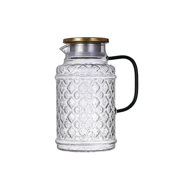 Glass High Temperature Resistant Large Capacity Cold Water Kettle Household Summer Refrigerator Water Storage Bottle Juice Cup Cool White Teapot Set