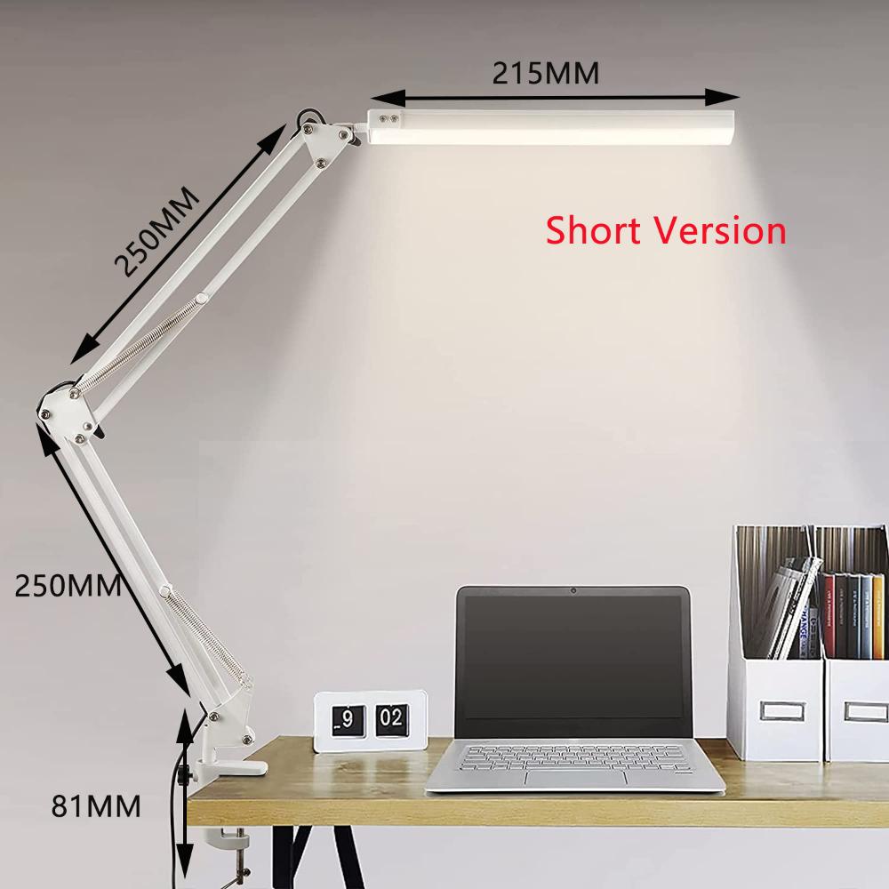 10W LED Desk Lamp with Clamp Swing Arm Eye-Caring Dimmable Desk Light 10 Brightness Levels 3 Modes USB Charging