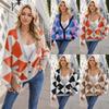 Women's Casual Fashion Comfortable Cardigan Long Sleeve Street Trend Geometric Knitted Sweater