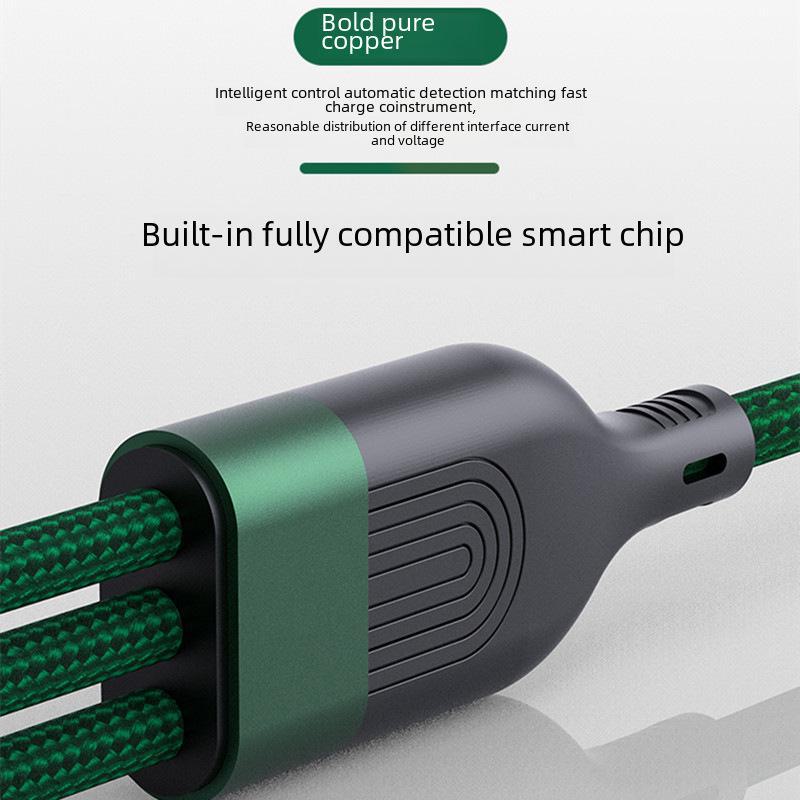 Кабель для передачи данных 6A 3-в-1, сверхбыстрая зарядка 100 Вт для Apple, Android, Type-C и ноутбуков с функцией быстрой зарядки PD