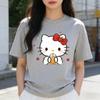 2026 новый летний милый графический топ HelloKitty повседневный хлопковый топ с коротким рукавом для женщин и девочек Каваи мультяшный принт Streetwear