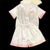 Fresh Romantic Pink and White Pajamas for Women Summer Cool Short Female Sleep Clothing Simple Style  New Fashion Lounge