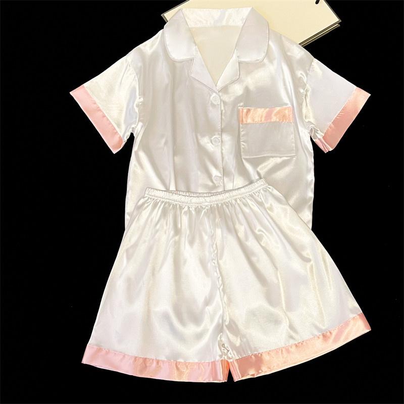 Fresh Romantic Pink and White Pajamas for Women Summer Cool Short Female Sleep Clothing Simple Style New Fashion Lounge