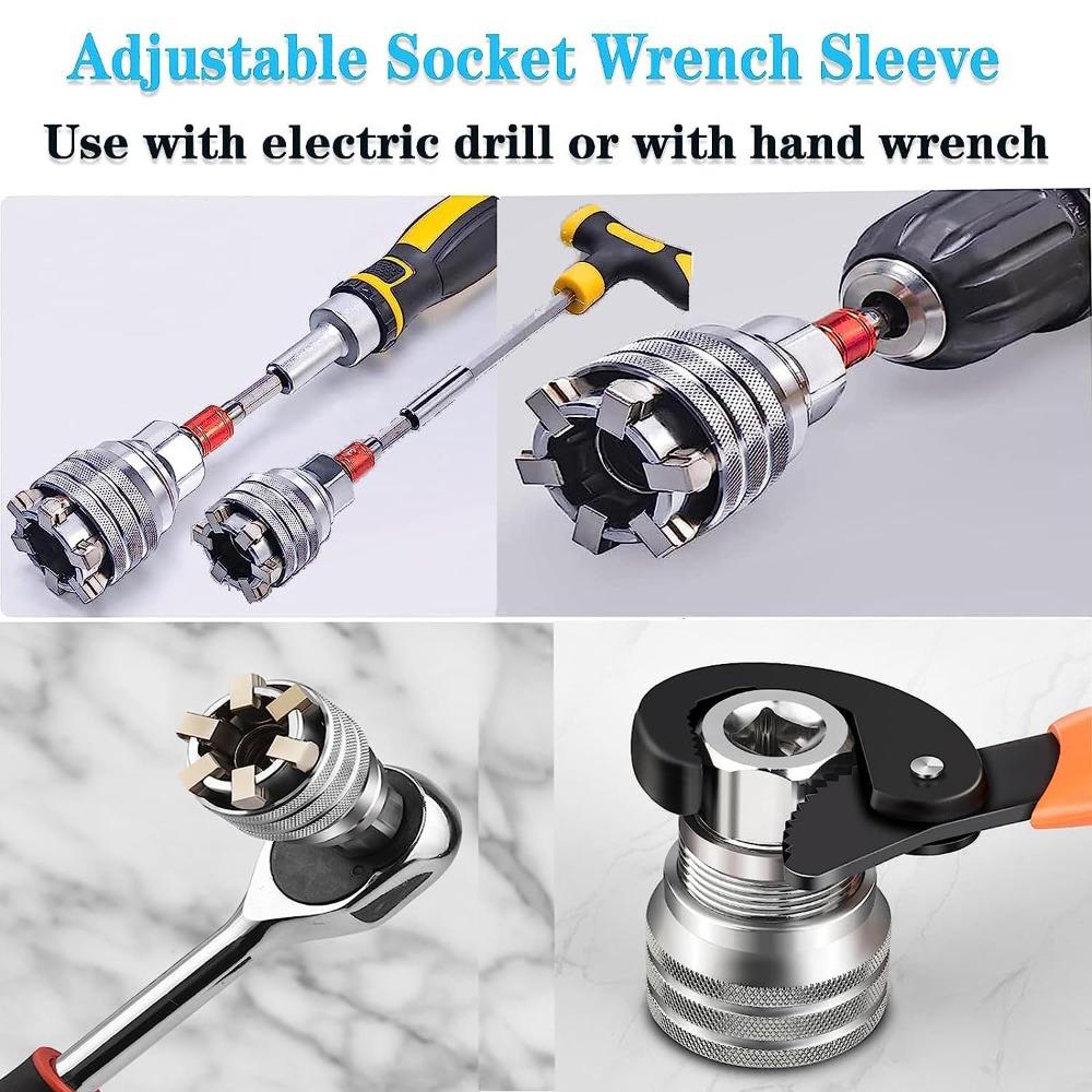 1Set Multi-Function Hex Wrench Adapter Kit 3/8" Drive Socket Adapter Universal Tool