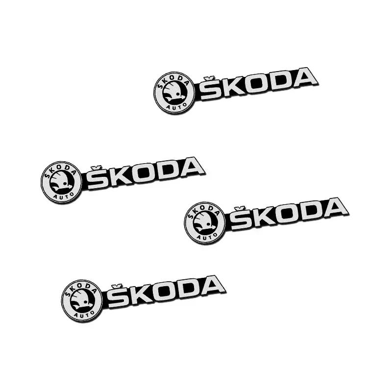 AGTQ2 4pcs Car Inner Speaker Decals Audio Sound Badge Stereo Sticker For Skoda Logo Fabia Superb Kamiq Kodiak Yeti Octavia Karoq RS