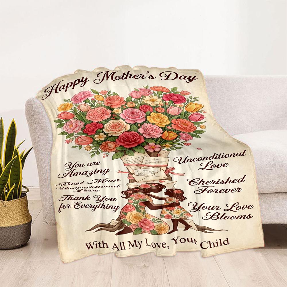 Mother's Day Greeting Blanket Suitable for sofas,travel, living rooms also a good gift for friends and family Suitable for all seasons.