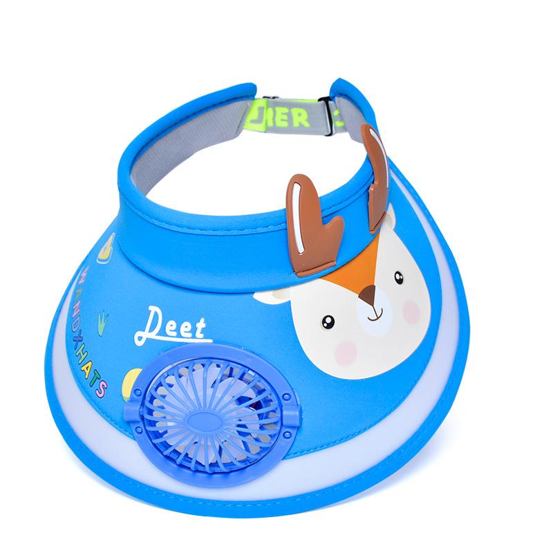 Kids' Hats Summer with Fan Sun Hats Boys Girls Sun Hats Cartoon Cute Sunblock Empty Top Hats
