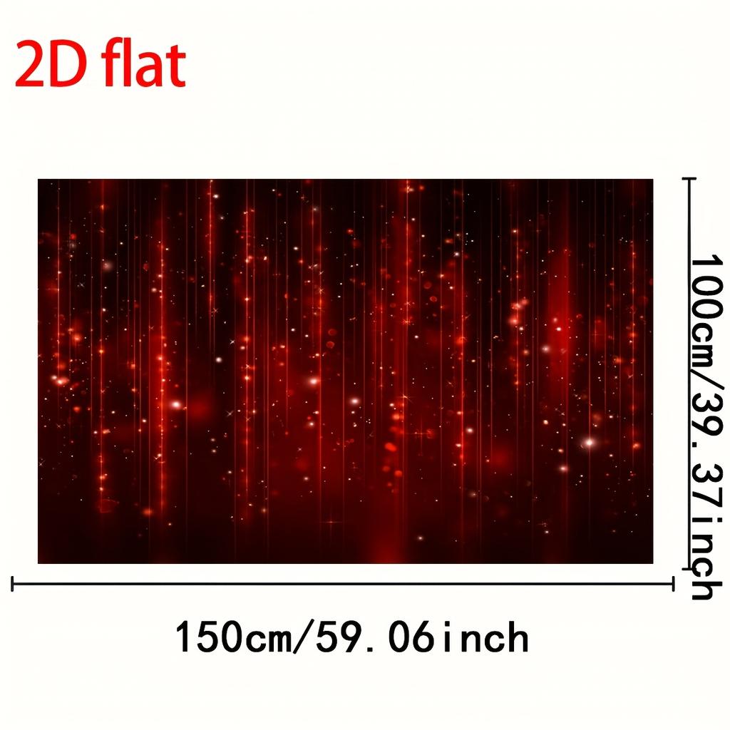 One piece of red shiny stars and light party backdrop fabric - deep wine red night sky glitter banner polyester fabric