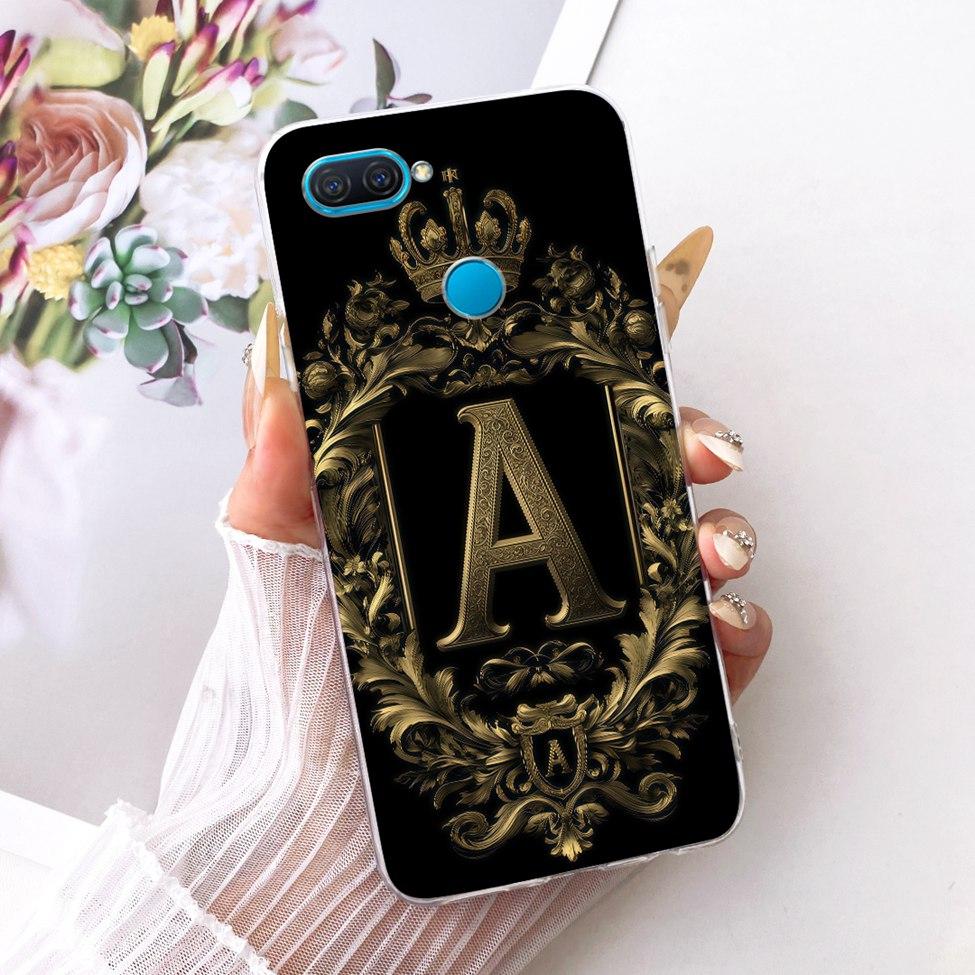 Прозрачный чехол-бампер для Oppo A12, роскошная корона, эстетичный, буквы от A до Z, 2D плоский узор, мягкий корпус для Oppo CPH2083 CPH2077