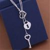 Charms 925 Silver Special Key Love Heart Chain Necklace For Women Wedding Fashion Costume Jewelry Couple Gifts