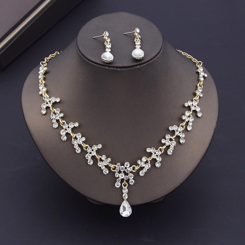 Luxury Purple Crystal Bridal Jewelry Sets for Women Earring Wedding Choker Necklace Set Bride Jewelry Sets Accessories
