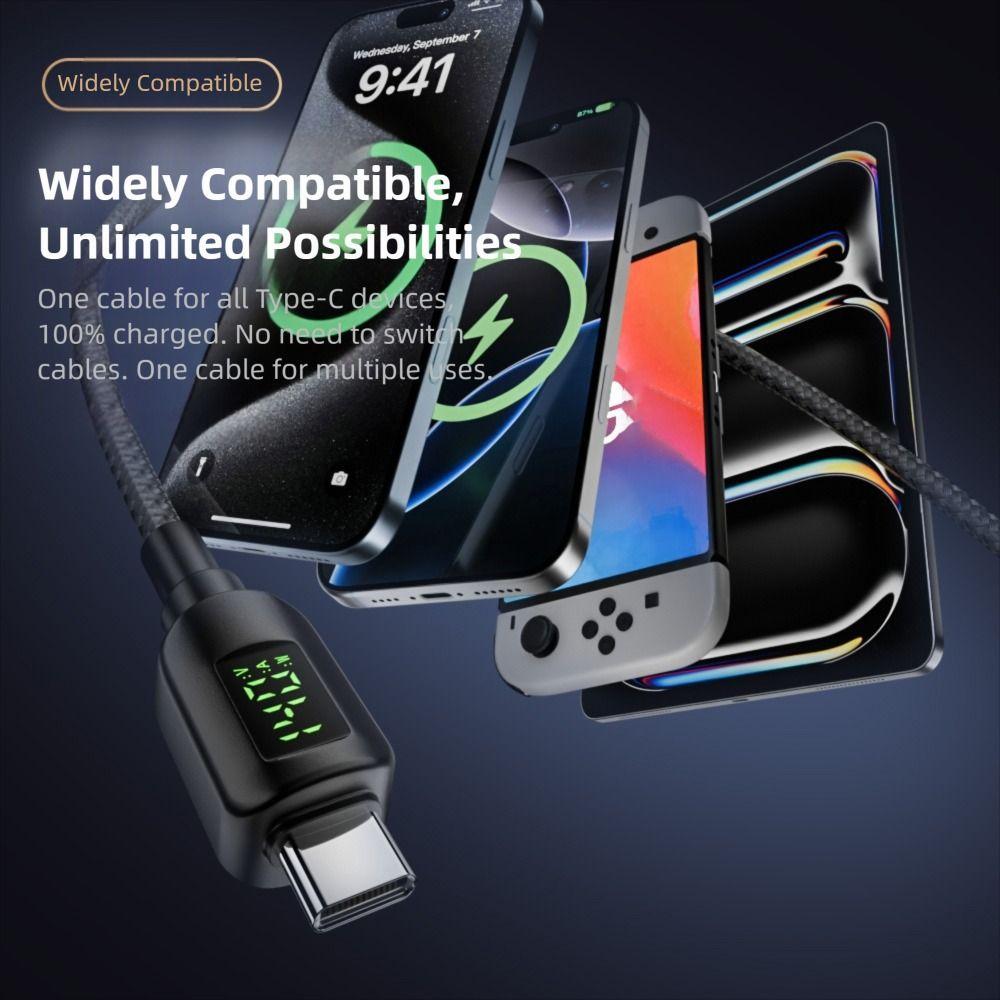 USB-C Output Charging Cable Adapter Digital Display Power Meter Tester for Laptop/Tablet/Phone
