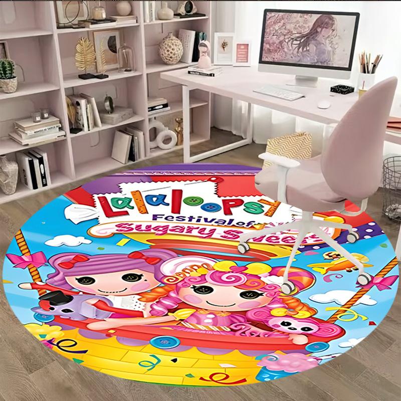 1pc Lalaloopsy3 Print Round Carpet Chair Round Carpet Suitable for Bedroom Living Room Home Decorative Carpet