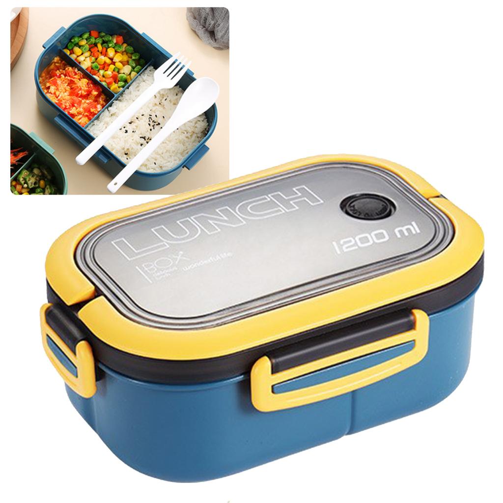 1200 мл Bento Lunch Box Двухслойная изоляция Lunch Box Контейнер с вилкой ложкой для студентов
