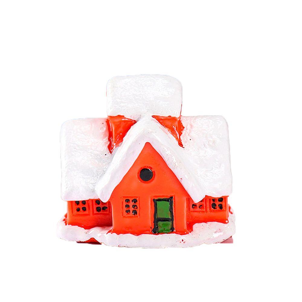 Resin Figurines Christmas Tree Snowman Miniatures Gift Box Mini Castle Xmas House Dollhouse Decor Micro Landscape