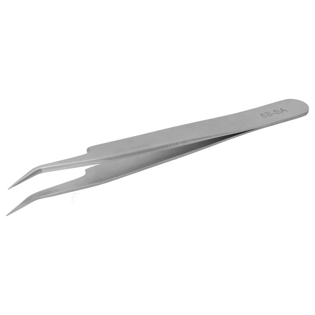 Stainless Steel Eyelash Extensions Tweezers High Accuracy Tweezers Tools for Nail Art(Curved Head 5BSA )