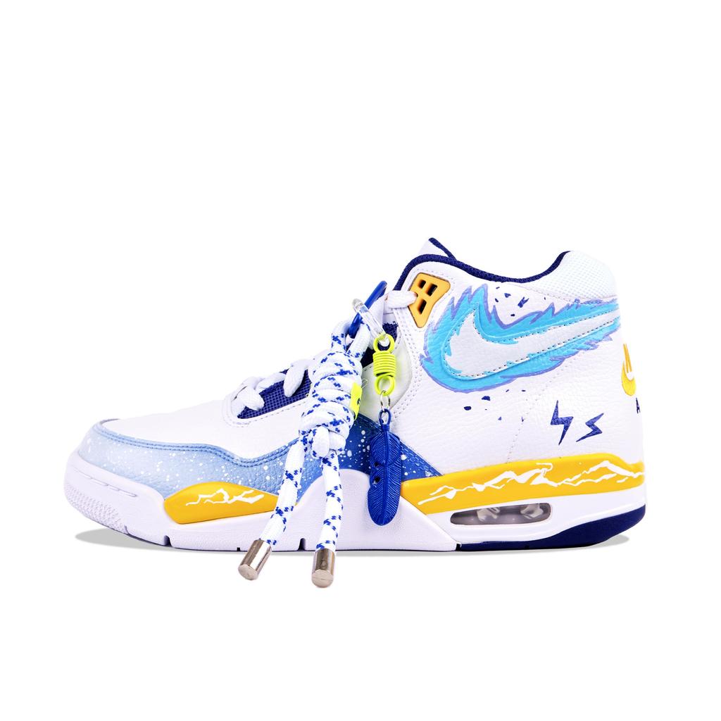 Nike Flight Legacy Скользкие Устойчивые к истиранию Средние Винтажные Баскетбольные Кроссовки Мужские Бело-синие BQ4212-102(Команда626-)