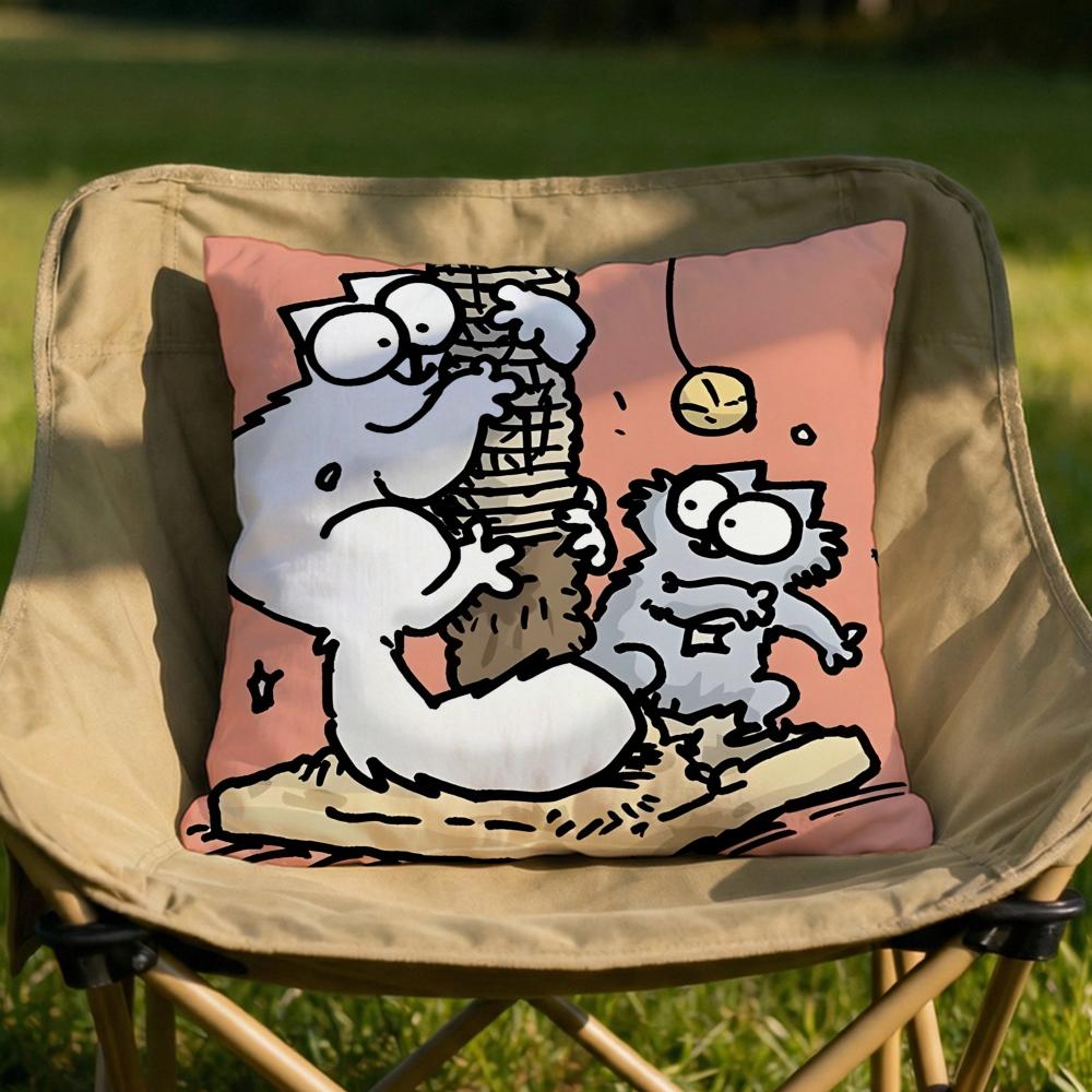 Kawaii SSimons Cat Cushion Cover Soft Reversible Durable Pillow Cover MultiScene Use for Home Car Daily Comfort