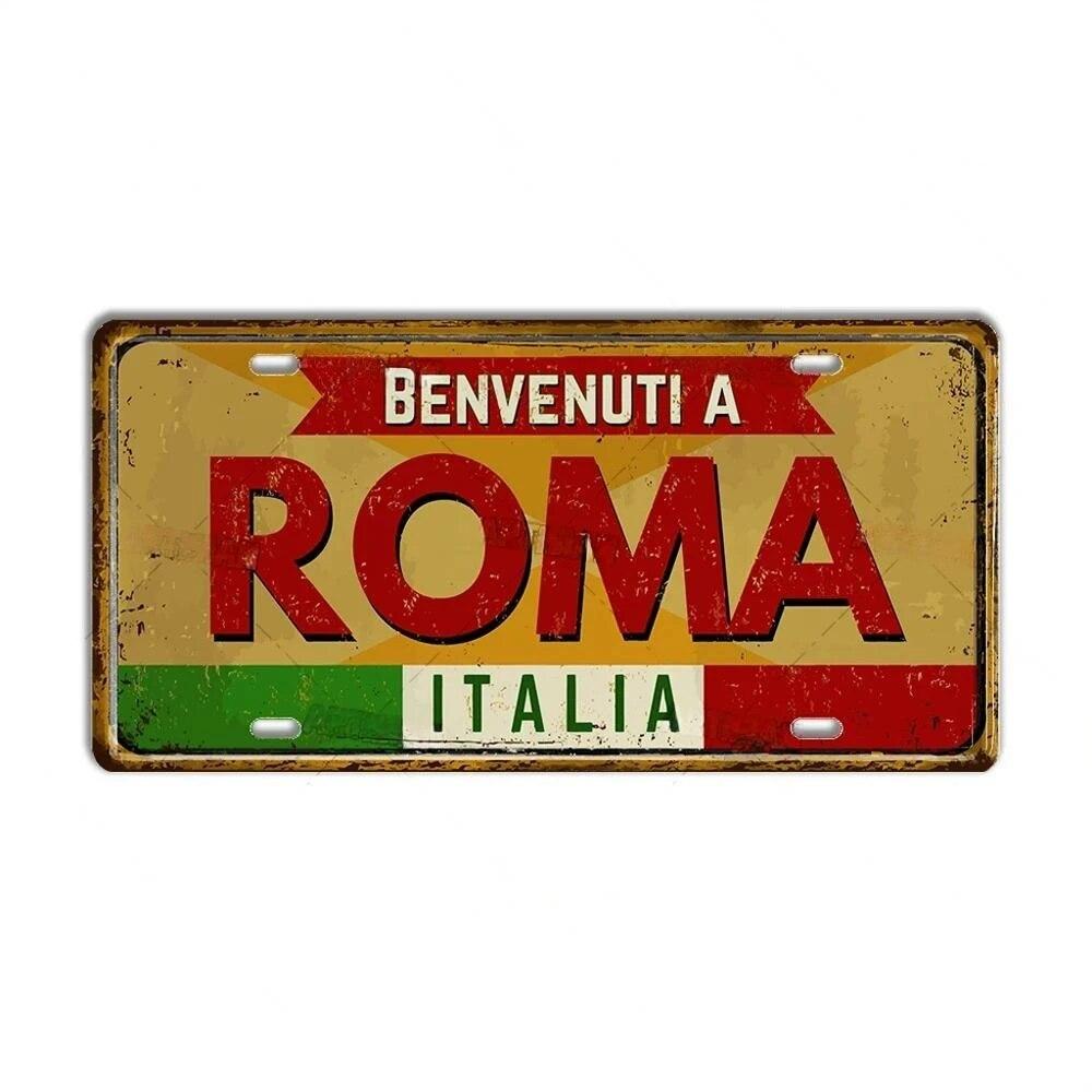 FJ Metal Tin Signs ITALY License Plate City State Tin Plaque Landmark Posters Wall Garage Bar Pub Decors