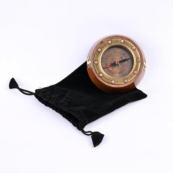Brass Nautical Paper Weight Desk Compass Navigation Pirate Boat Gift Compass
