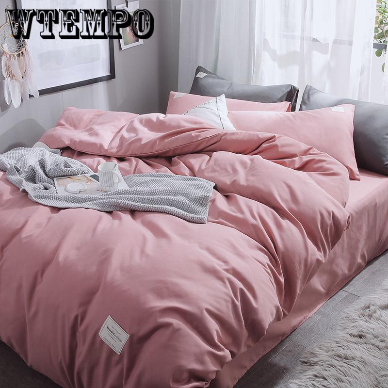 Простой комплект постельного белья из четырех частей хлопка из атласа с вышивкой из чистого хлопка