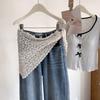 Trendy Lace Trim Fart Curtain Hollowed-out Slim Fit Triangular Headscarf Pretty Y2K Apron Wrap Skirt Summer