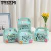WTEMPO 12 шт 9*9*16 см пасхальные подарочные коробки для вечеринок небольшие подарочные коробки из крафт-бумаги коробки для упаковки пасхальные яйца с принтом кролика сюрприз коробки с ручкой
