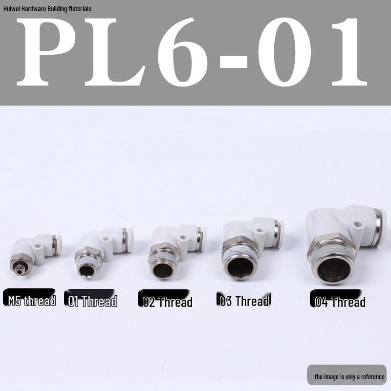 Быстроразъемное соединение для пневматической трубки: PL8-02, 4-M5, 6-01, 10-03, 12-04 Резьбовой угольник