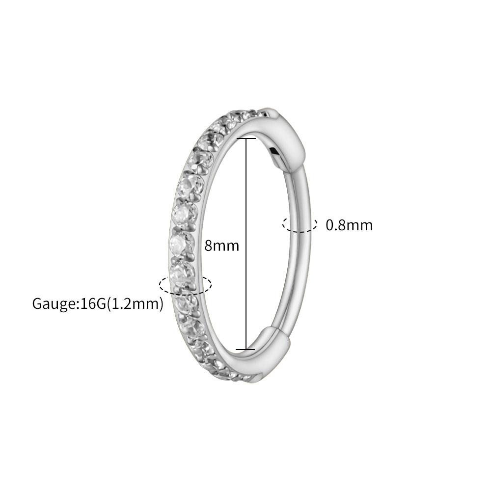 Правая серьга-кольцо Huggie из титана ASTM F136, тонкая, 16G, с фианитом, для хряща, завитка, мочки уха, шарнирная серьга, пирсинг, украшение для тела
