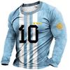 Men's T Shirt Tee Graphic Crew Neck Clothing Apparel 3D Print Argentina Football Casual Long Sleeve Print Vintage Fashion