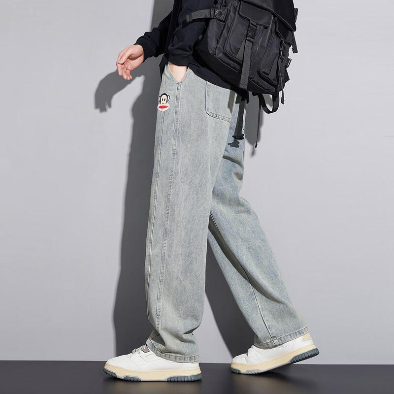 paul frank Мужские винтажные выстиранные джинсы свободного прямого кроя