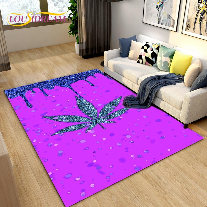 Reggae Music Jamaican Style Maple Leaf Area Rug,Carpet Rug for Living Room Bedroom Sofa Decoration,Kitchen Non-slip Floor Mat